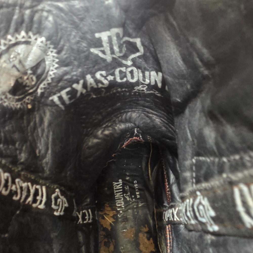 Texas Country Cowboy Boots Men 11 Black Stingray Leather Western Rodeo Will Onyx - Picture 9 of 12